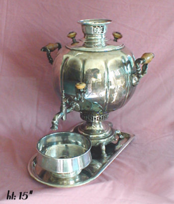 Antique Russian Silvered Samovar