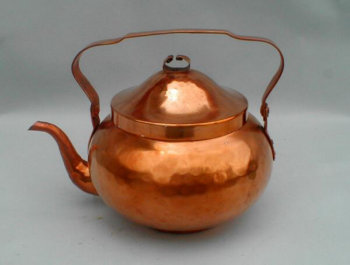 Flame Coloured Plannished Copper Samovar Tea Pot