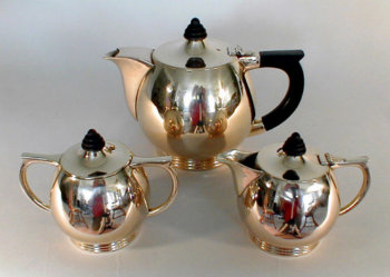 Brass And Ebony Tea Set