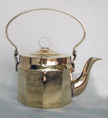 Russian Brass Teapot with Faceted Panels