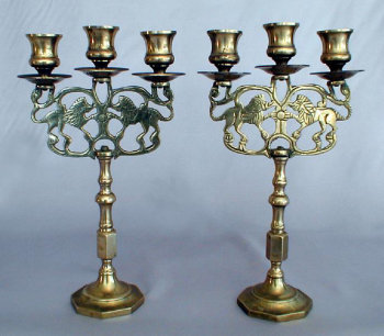Three Light Antique Sabbath Candelabra