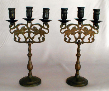 Three Light Antique Sabbath Candelabra