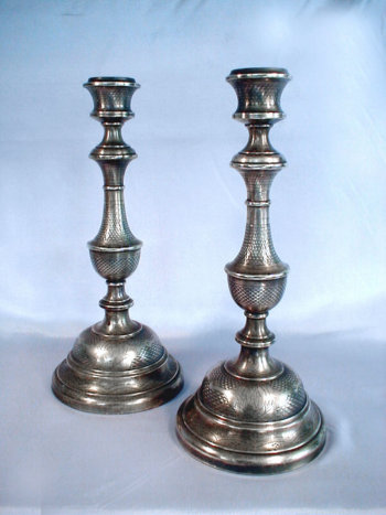 Austro-Hungarian Silver Plated Sabbath Candlesticks