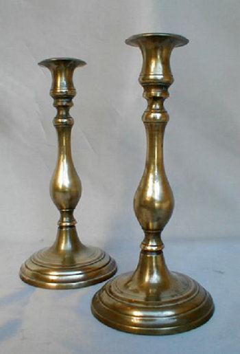 Polish Cast Yellow Brass Sabbath Candlesticks