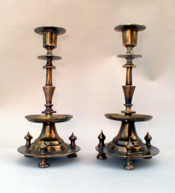 Czarist Era Russian Bronzed Sabbath Candlesticks