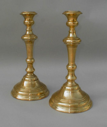 Austro-Hungarian Brass Sabbath Candlesticks