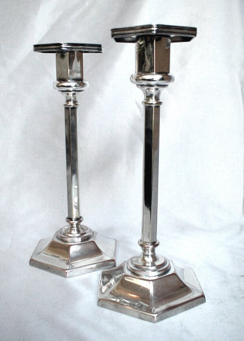 English Silverplated Sabbath Candlesticks