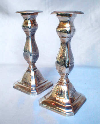 Silverplated Diminutive Sabbath Candlesticks