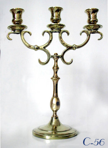 Pair of Graceful 3 Light Polish Sabbath Candelabrum