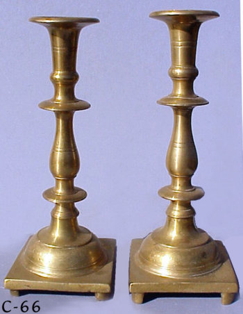 Heavyweight Early 19th Century Brass Sabbath Candlesticks