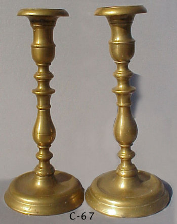 Late 18th/Early 19th Century Brass Sabbath Candlesticks