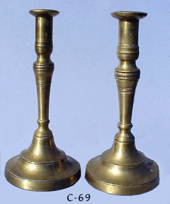 Late 18th Century Brass Sabbath Candlesticks