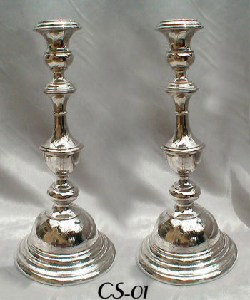 Austro-Hungarian Silver Sabbath Candlesticks