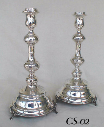 Austro-Hungarian Silver Sabbath Candlesticks