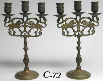 Pair of Sabbath Candelabra with Lions of Judea