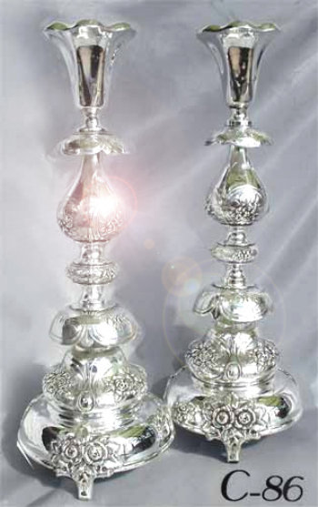 Pair of Ornate Petticoat Style Candlesticks
