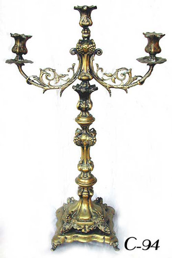 Three Light Candelabrum with Grapevine Motif