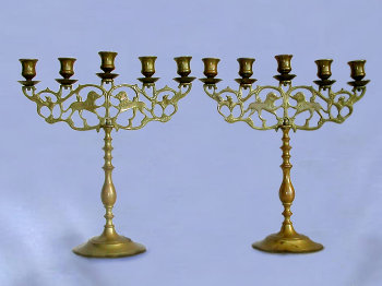 Matched Pair of Large 5-Light Candelabras