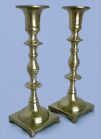 Antique Brass Candlesticks with Hand Turned Screws