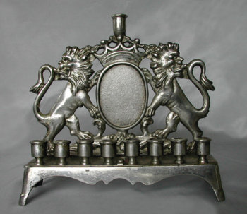Early 19th Century Heavyweight Cast Brass Chanukah Menorah