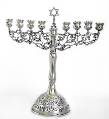 19th Century German Silver Menorah with Removable Shamus