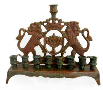 Menorah with Multicolor Patina