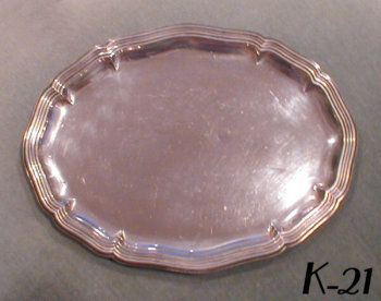 Oval Silver Tray with Fluted Rim