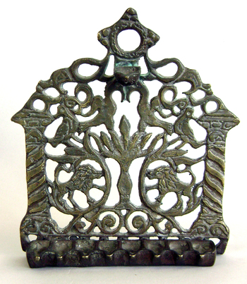 Oil Menorah with patina