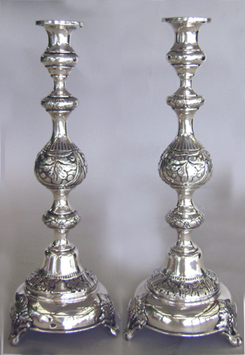 Russian Silver Sabbath Candlesticks