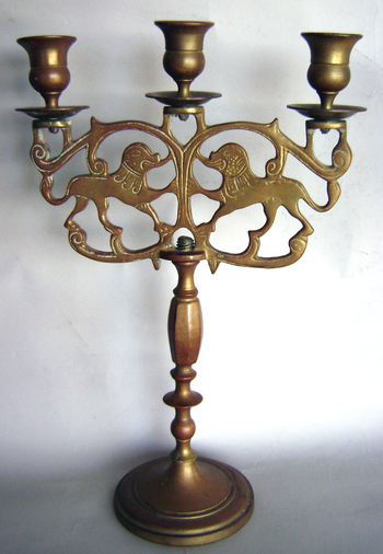 Lion 3-Light Candelabrum with original Patina