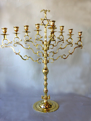 Magnificent Antique Synagogue Menorah with Star and Polish Eagle