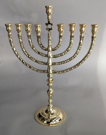 Poland - Antique Branched Chanukah Menorah with Star of David