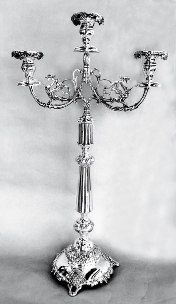 Magnificent 3 light Warsaw Grapevine Sabbath Candelabrum 