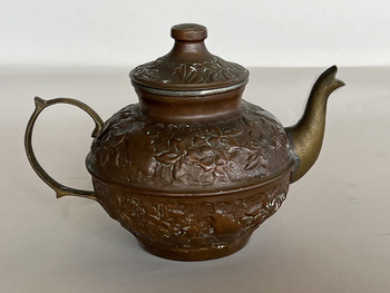 Repoussé Samovar Teapot with Chocolate Patina