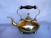 Handsome English Brass Tea Pot with Russian Style Wooden Handle