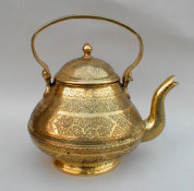 Magnificent And Rare Periform Cast Brass Kettle