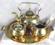 Hand-Hammered Brass Tea Set
