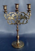 Polish Cast Brass Three Light Sabbath Candelabra