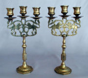 Three Light Antique Sabbath Candelabra