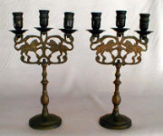 Three Light Antique Sabbath Candelabra