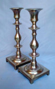 Antique Cast Brass Sabbath Candlesticks