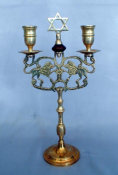 Two-Light Antique Brass Sabbath Candelabra
