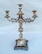 3 Light Silver Plate Polish Sabbath Candelabra