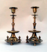 Czarist Era Russian Bronzed Sabbath Candlesticks