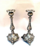 German Silver Plated Sabbath Candlesticks
