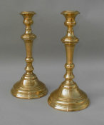 Austro-Hungarian Brass Sabbath Candlesticks