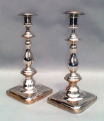 Polish Streamlined Silvered Sabbath Candlesticks