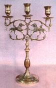 Polish Cast Bronze Three Light Sabbath Candelabra