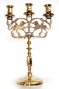 Cast Brass Three Light Sabbath Candelabrum