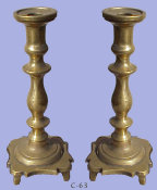 Late 18th/Early 19th Century Massive Brass Sabbath Candlesticks